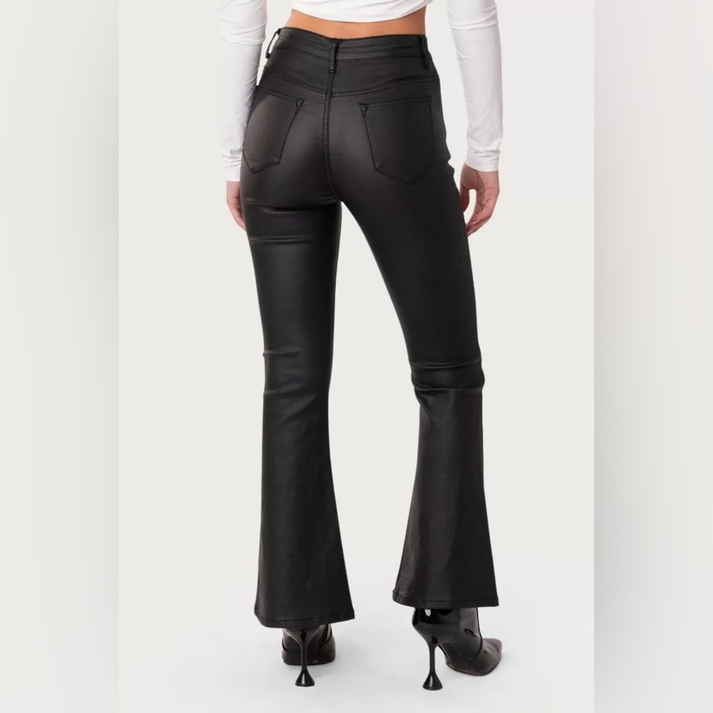 Faux Leather Coated Flare Jeans Size XL 14/16